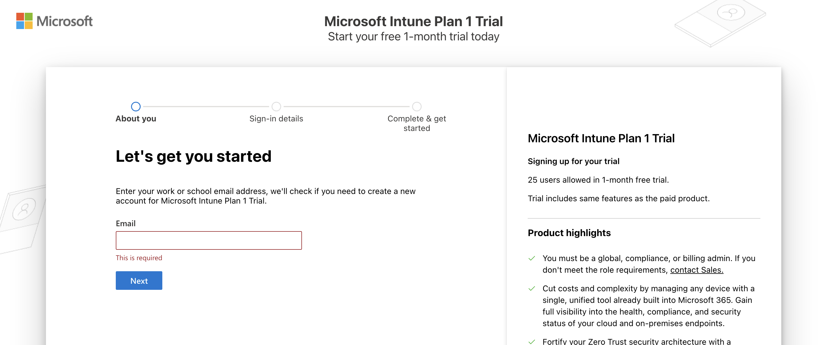 Setting up Intune screenshot 1