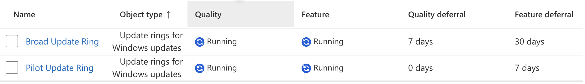 Pilot Update Ring configuration settings
