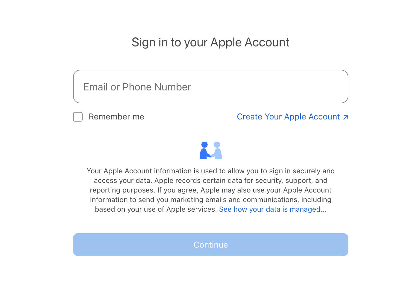 Apple ID sign-in page