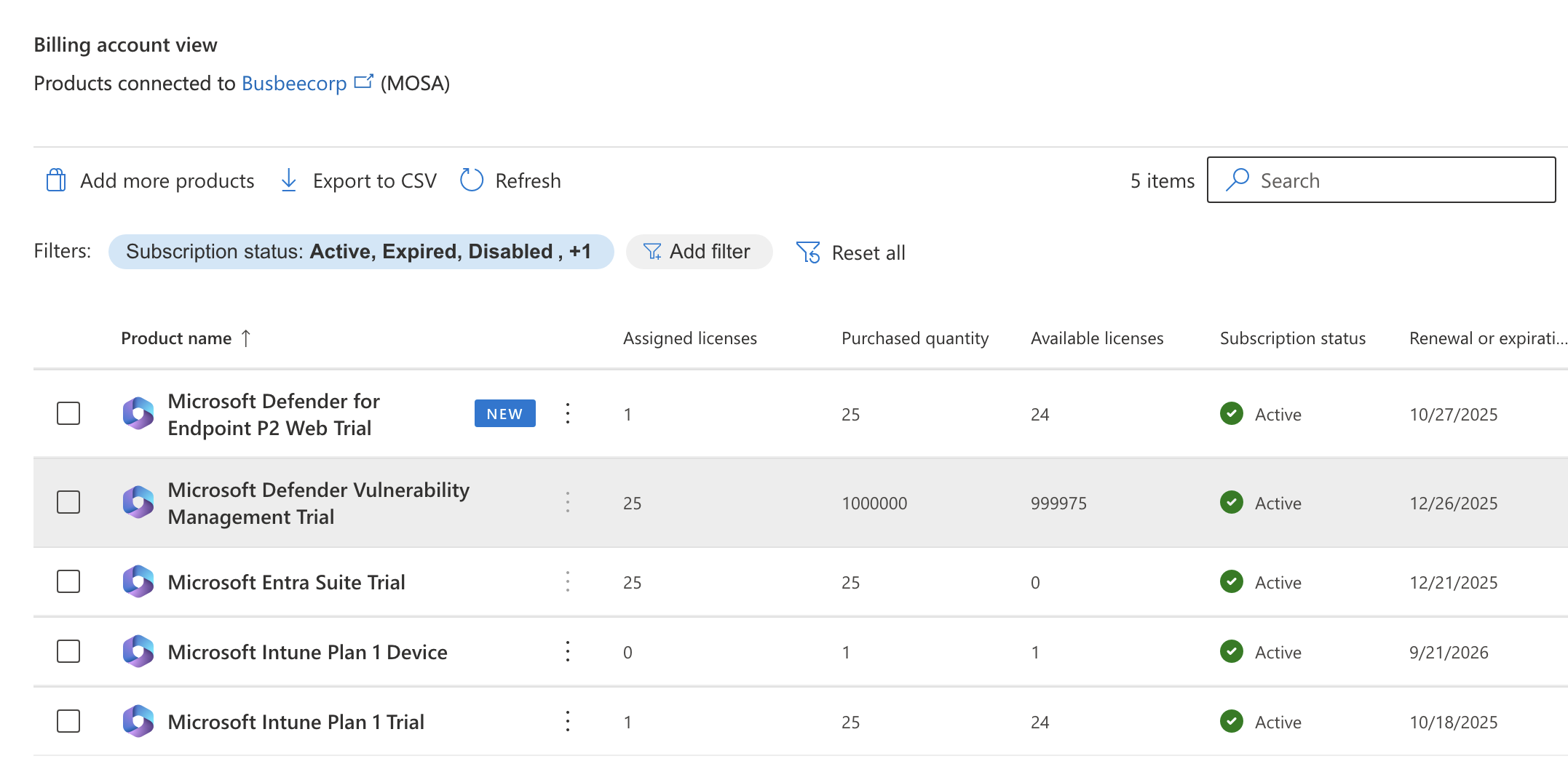 Microsoft 365 billing products and subscription cancellation